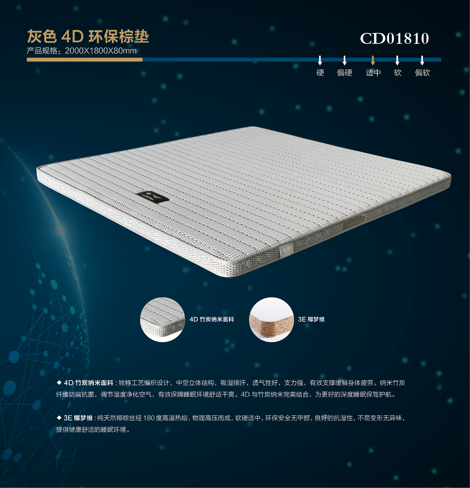 灰色4D环保棕垫